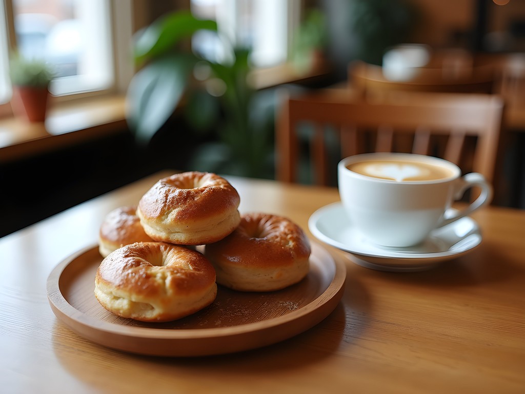 Traditional Swedish fika setup with kanelbullar, coffee in porcelain cups, and wooden table in Gothenburg café