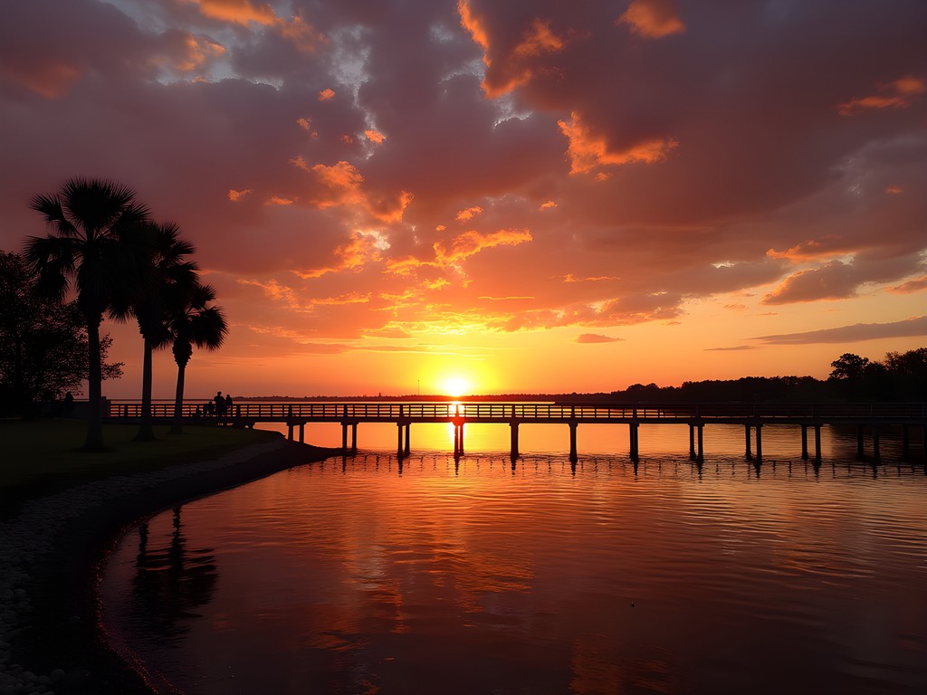 Sunset over Lake Pontchartrain at Laketown in Kenner, Louisiana