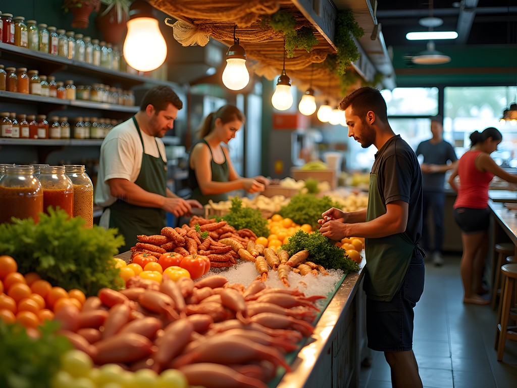 Local produce and seafood at Rivertown Market in Kenner, Louisiana
