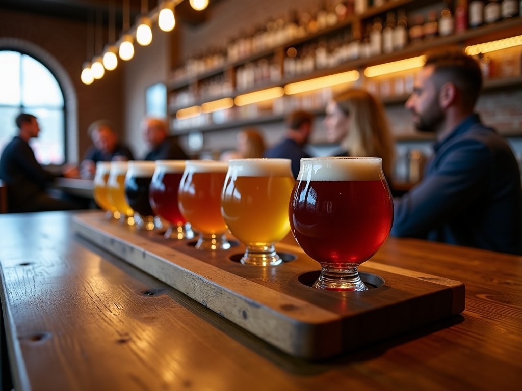 Traditional Lithuanian craft beer tasting in a cozy Klaipeda pub with wooden interior