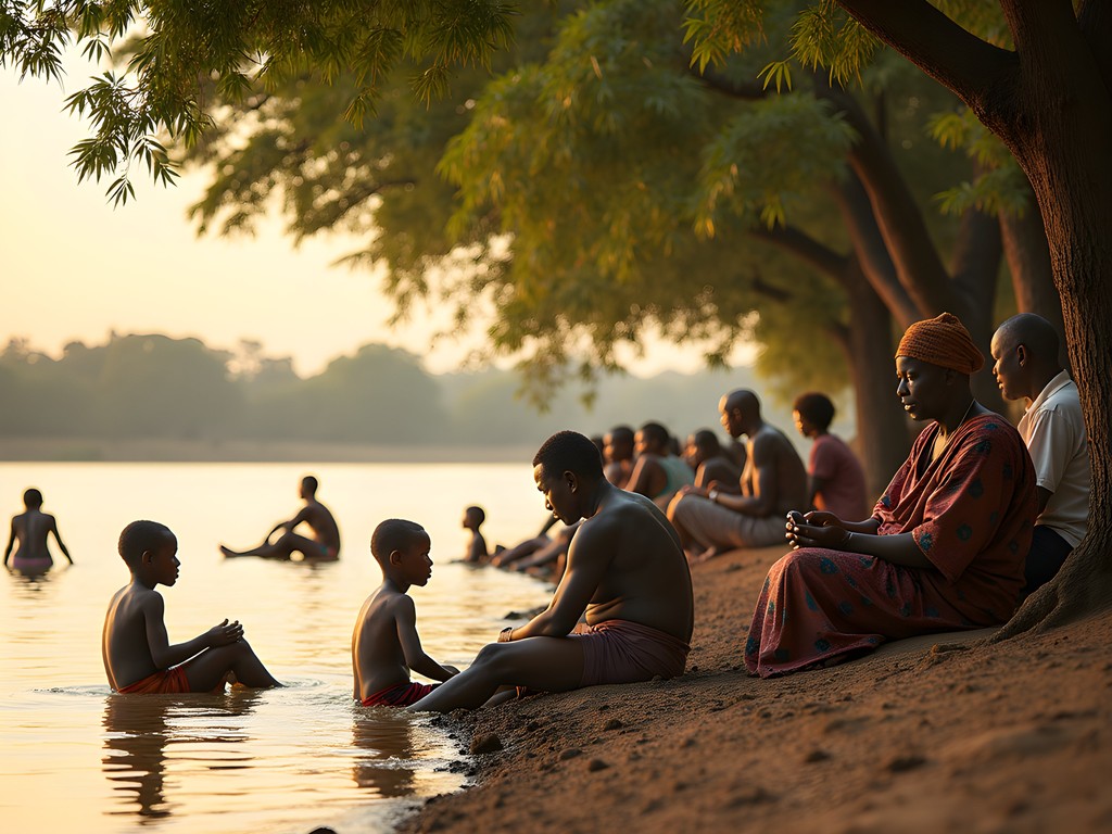 Locals gathering at Lake Bosomtwe for Sunday afternoon relaxation