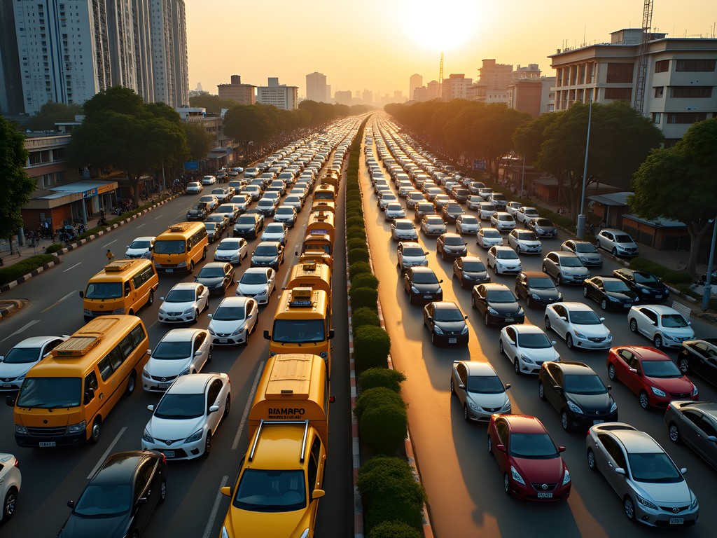 Aerial view of Lagos traffic congestion during rush hour