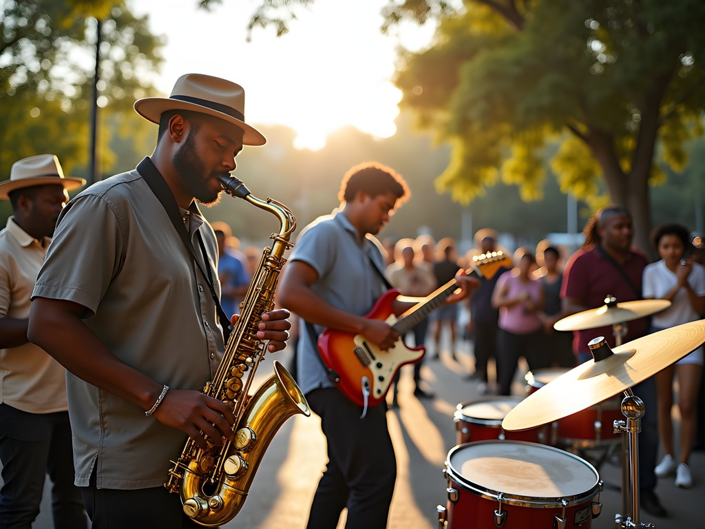 Afternoon jazz session at Leimert Park with local musicians and community members