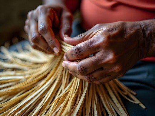 Local artisan creating handwoven palm bags in Punta Cana
