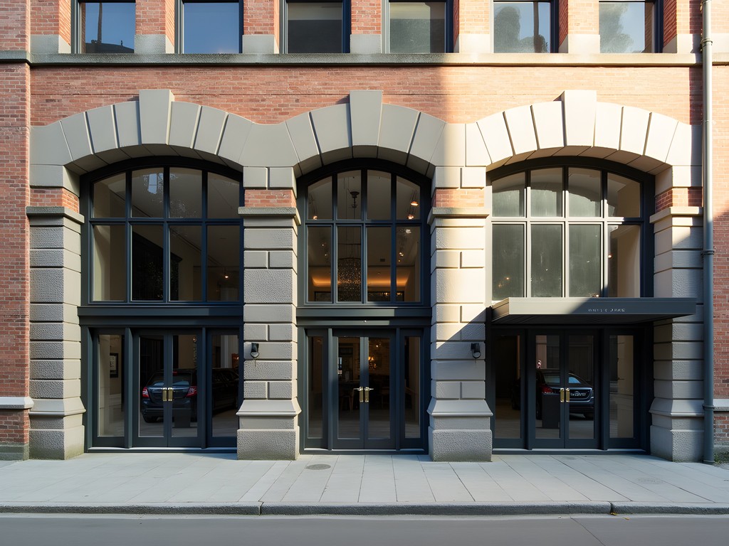 Historic limestone industrial building in Quebec City Saint-Roch district with modern glass additions