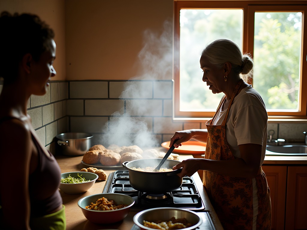 Learning traditional Creole cooking techniques in a local home