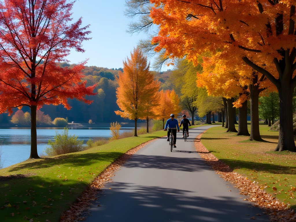 Fall foliage along the Mohawk Hudson Bike-Hike Trail in Schenectady