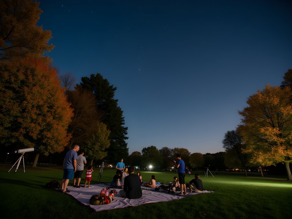 Stargazing at Central Park in Schenectady during fall