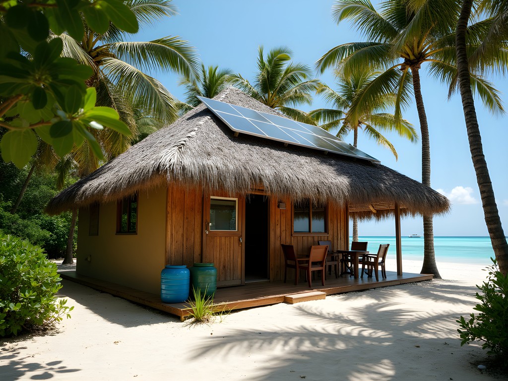 Eco-friendly local guesthouse on Tarawa Atoll with traditional elements and sustainable practices