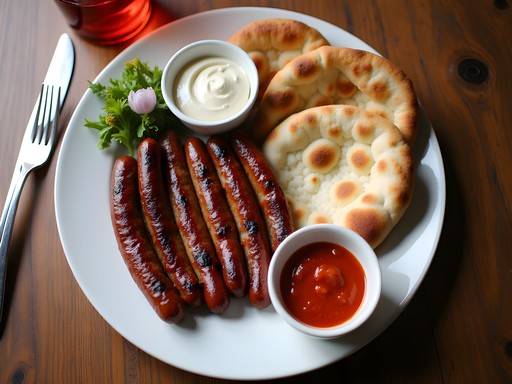 Authentic Bosnian cevapi with flatbread and ajvar at Utica restaurant