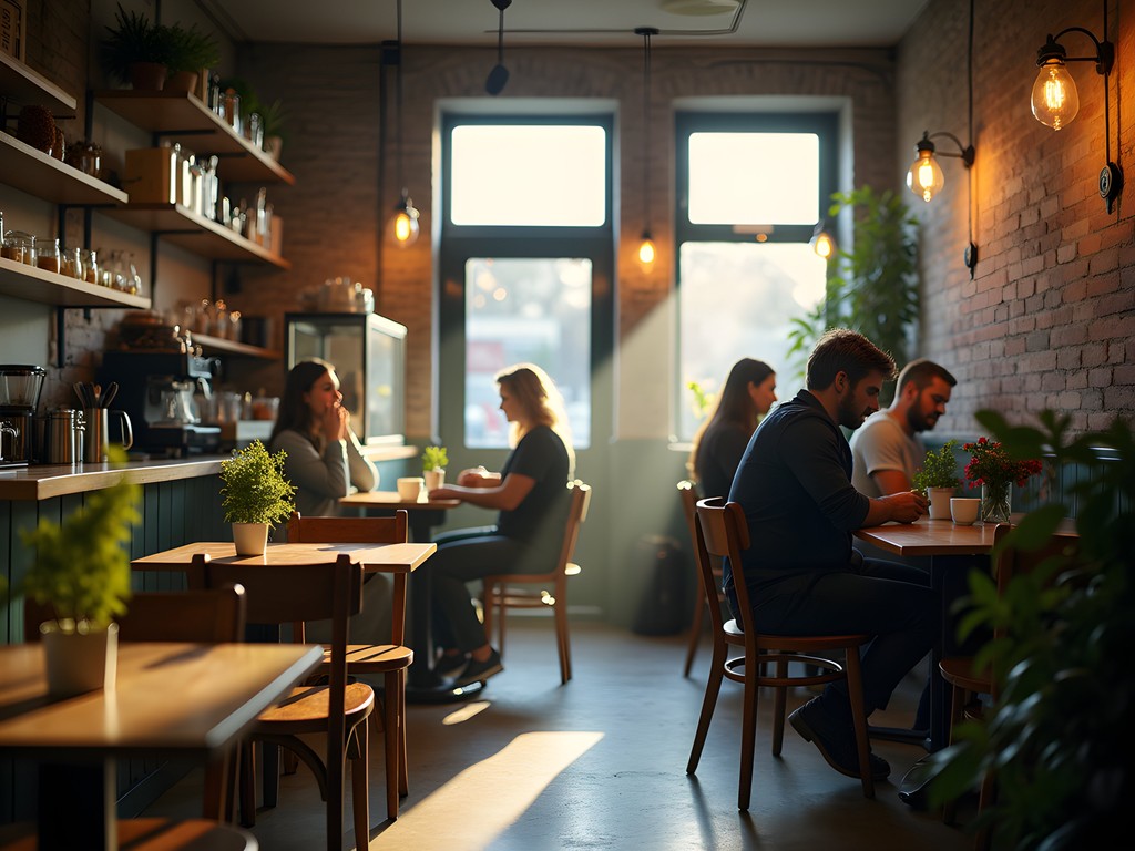 Cozy Utrecht cafe with locals enjoying morning coffee