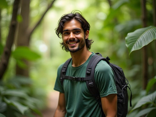Travel writer Douglas Palmer on rainforest trail in Arima Trinidad