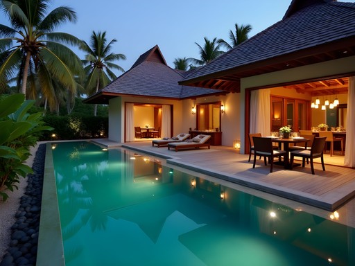 Private villa with pool at Banyan Tree Mayakoba surrounded by tropical gardens