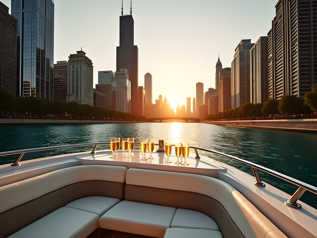 Private architectural boat tour on Chicago River with champagne service