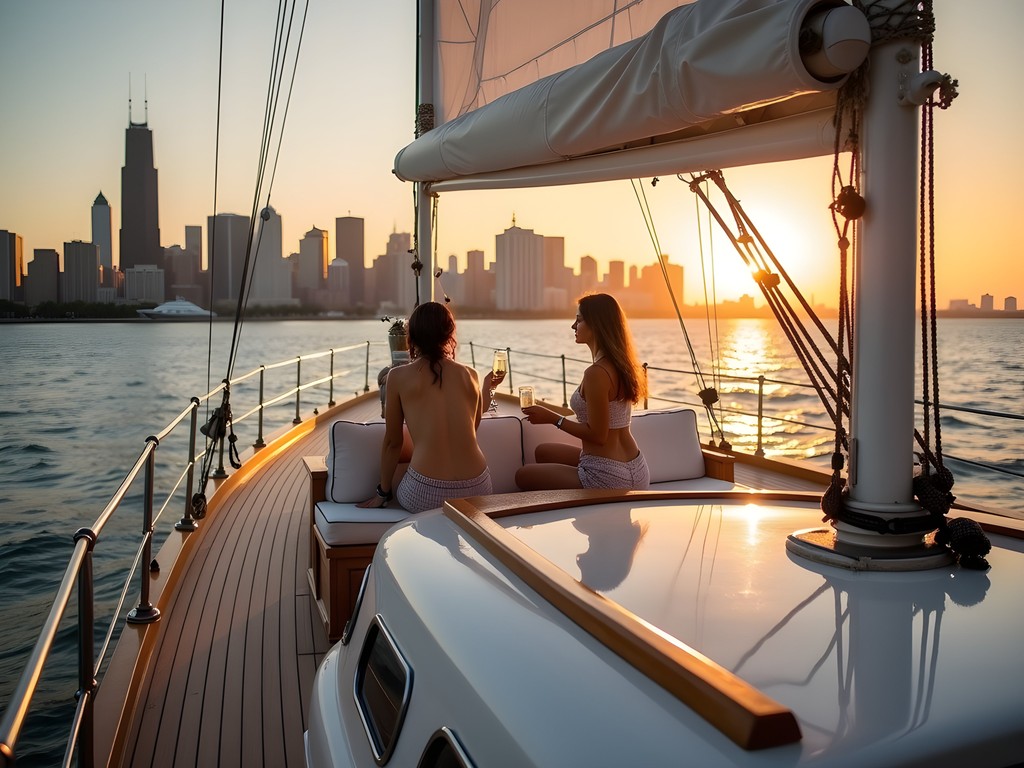 Private yacht experience on Lake Michigan with Chicago skyline view