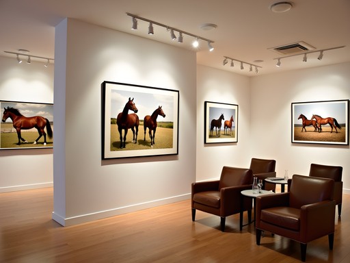 Upscale art gallery in Georgetown featuring equine photography and bourbon-inspired art