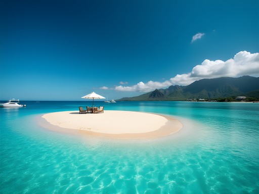 Exclusive sandbar experience in middle of Kaneohe Bay with private boat and luxury setup