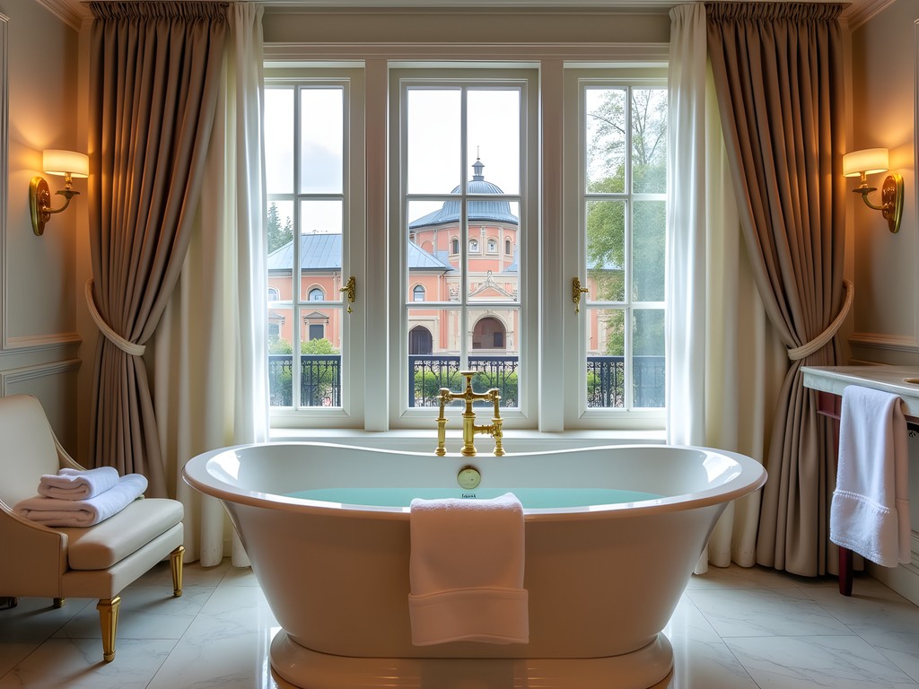 Luxury spa treatment room with thermal bath in Karlovy Vary
