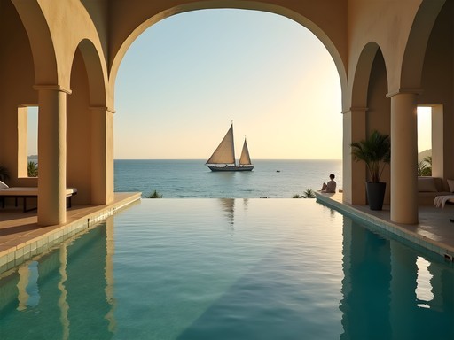 Luxury infinity pool overlooking Indian Ocean at exclusive Lamu villa