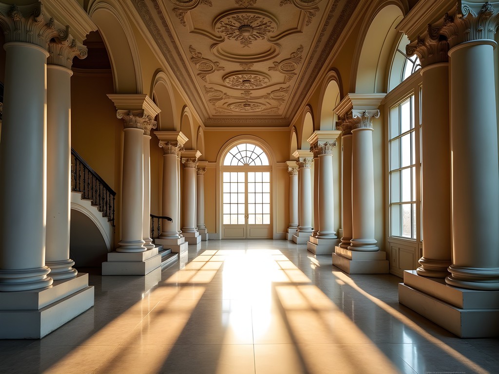 The opulent grand hall of The Breakers mansion in Newport with Italian Renaissance details
