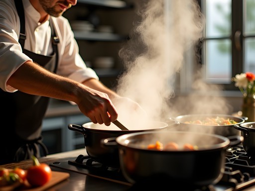 Chef demonstrating thermal cooking techniques with mineral waters in Bansko
