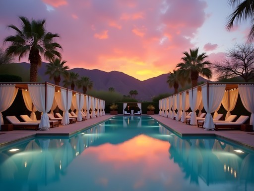 Adults-only pool at Fairmont Scottsdale Princess during sunset with mountain views