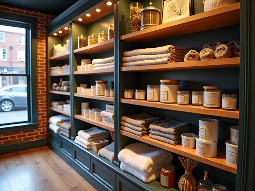 Elegant interior of upscale Portland Maine boutique featuring artisanal goods and luxury home items