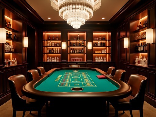 Elegant private casino room with baccarat table in Samana luxury resort