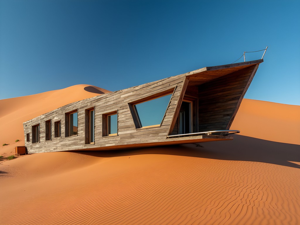 Shipwreck Lodge cabin exterior showing architectural design inspired by shipwrecks