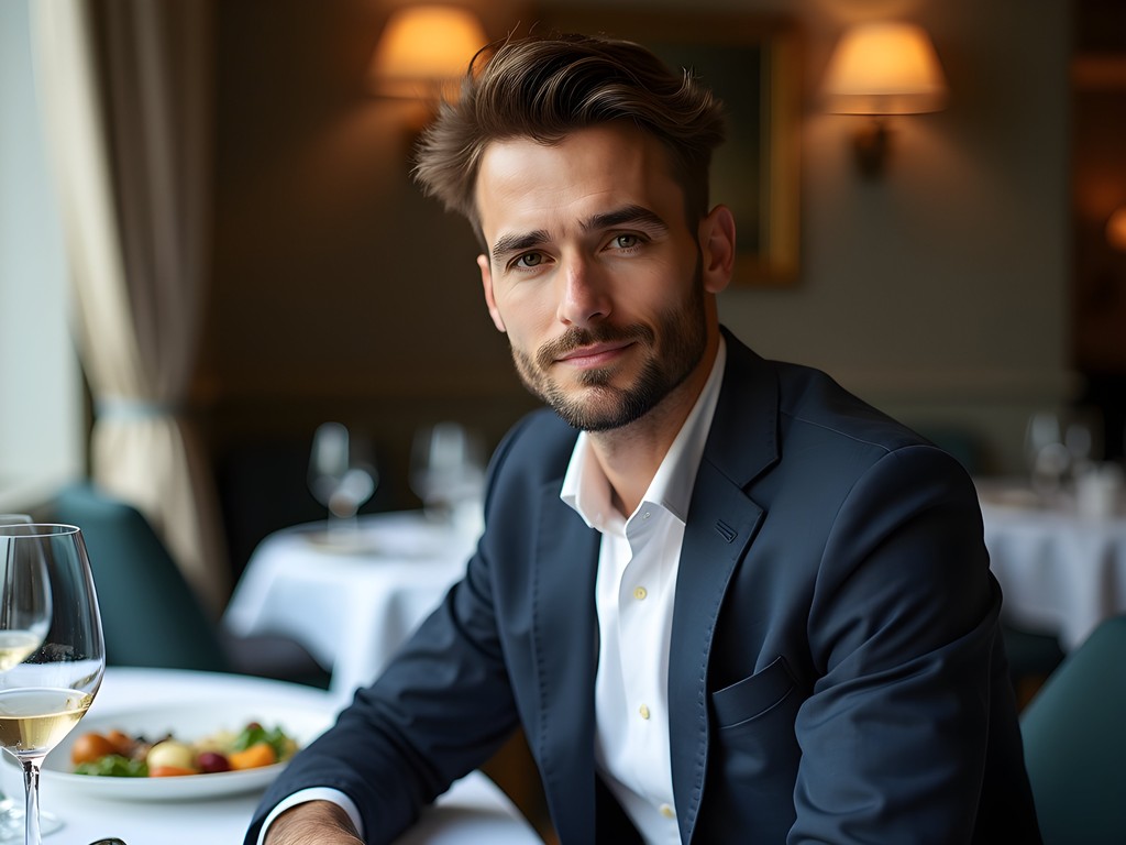 Travel blogger Robert Moreau dining at upscale Springfield Illinois restaurant