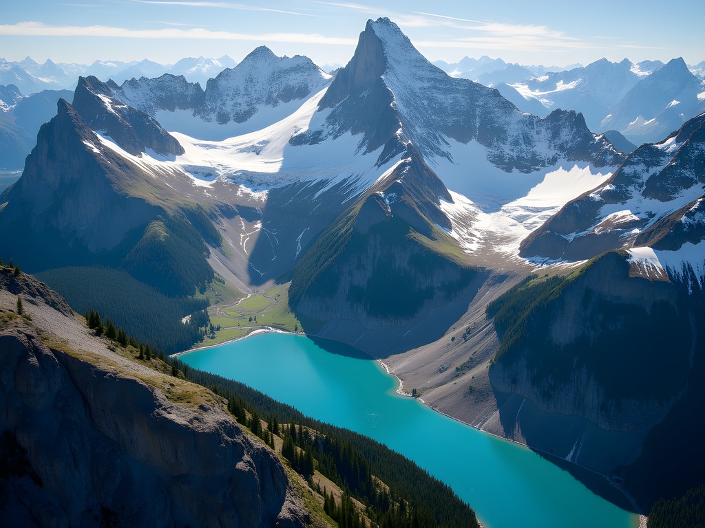 Aerial view of Swiss Alps from private helicopter tour near Zurich