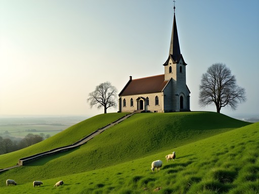 Ancient church built on a terp mound in Friesland