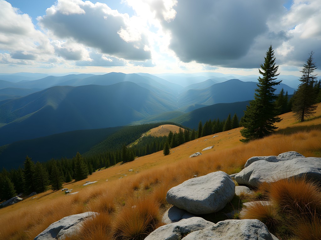 Black Balsam Knob bald mountain summit with sweeping Blue Ridge views in autumn