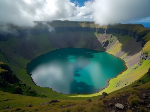 Aerial view of Sete Cidades twin blue and green lakes in volcanic crater on São Miguel Island, Azores