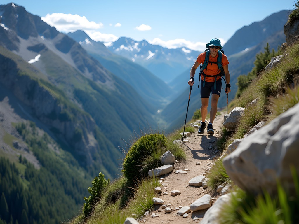 Hiker navigating technical rocky section on Bridger Ridge Trail