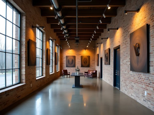 Metalwork art gallery in repurposed industrial space in Butte showing mining-inspired sculptures