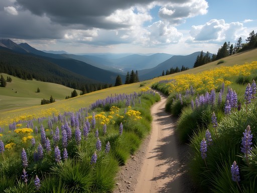 Continental Divide Trail near Butte with mountain vistas and wildflower meadows