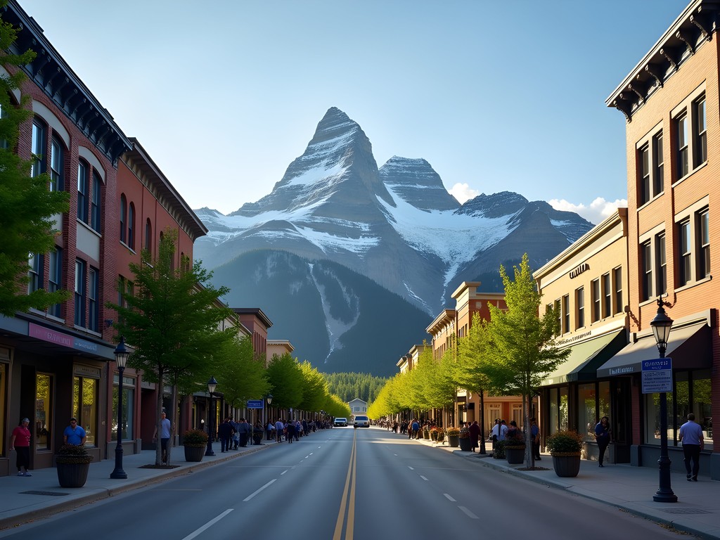 Banff Avenue with Cascade Mountain in background