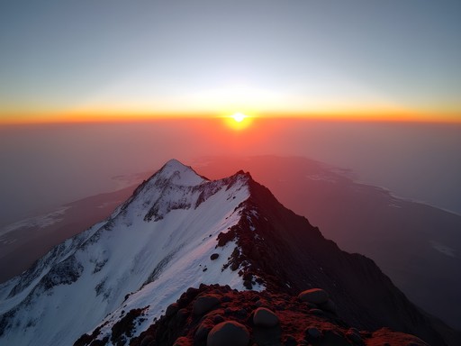 Sunrise view from Uhuru Peak, Mount Kilimanjaro's summit