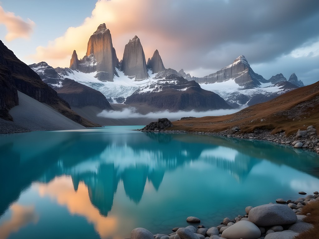 Panoramic view of Mount Fitz Roy and Laguna de los Tres in El Chaltén, Patagonia