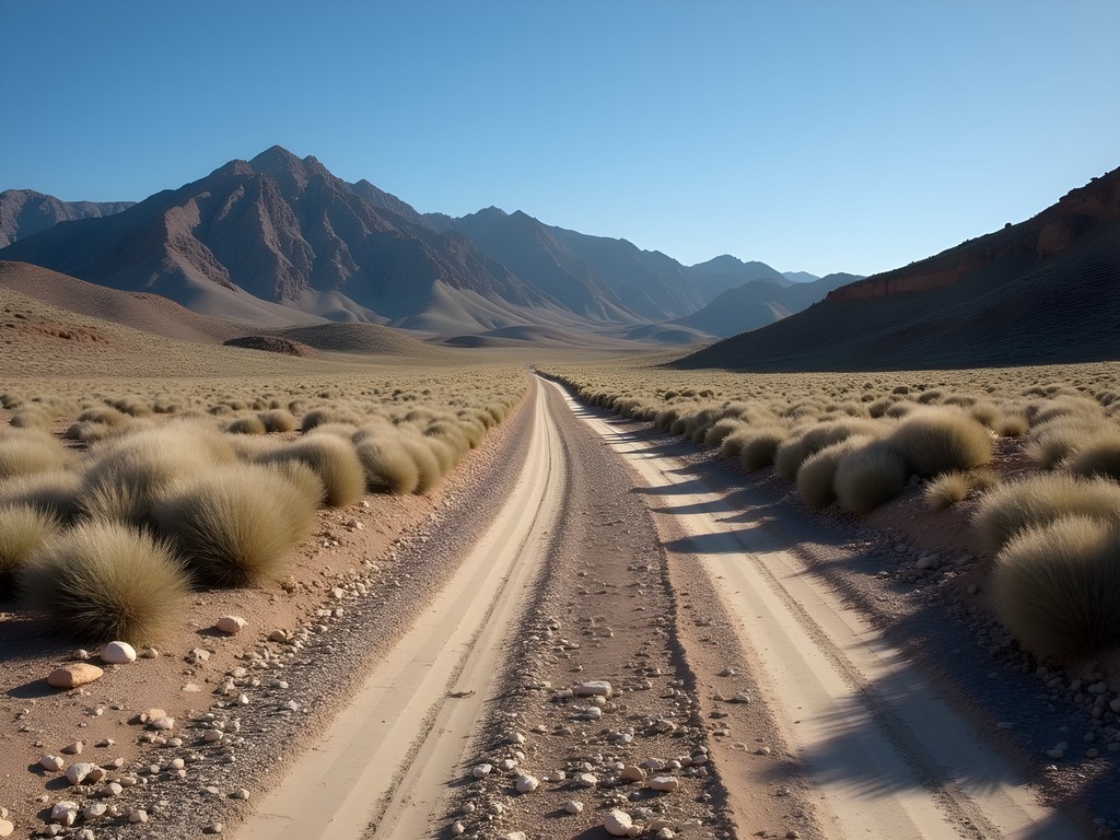 Rough dirt road leading to Nightingale Mountains trailhead Nevada