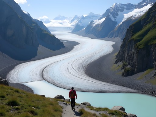 Historical markers showing glacier retreat at Mer de Glace with Montenvers railway