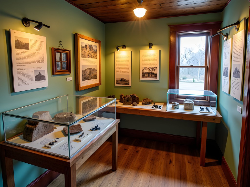 Cultural exhibit at Iron Hill Museum showing the geological history of Glasgow's elevated landscape