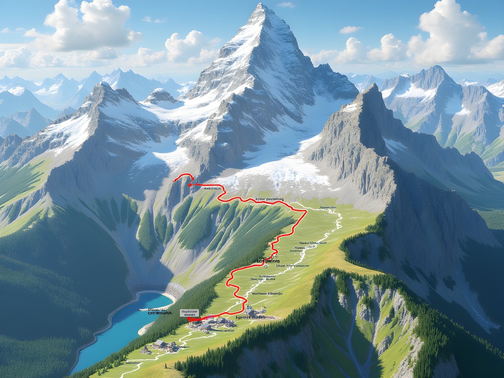 Map view of the Eiger Trail route from Eigergletscher to Alpiglen with key landmarks