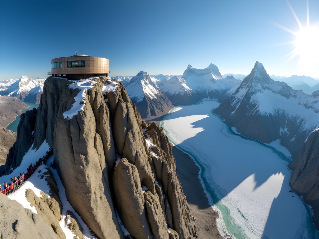 Sphinx Observatory at Jungfraujoch with panoramic view of Aletsch Glacier and surrounding peaks
