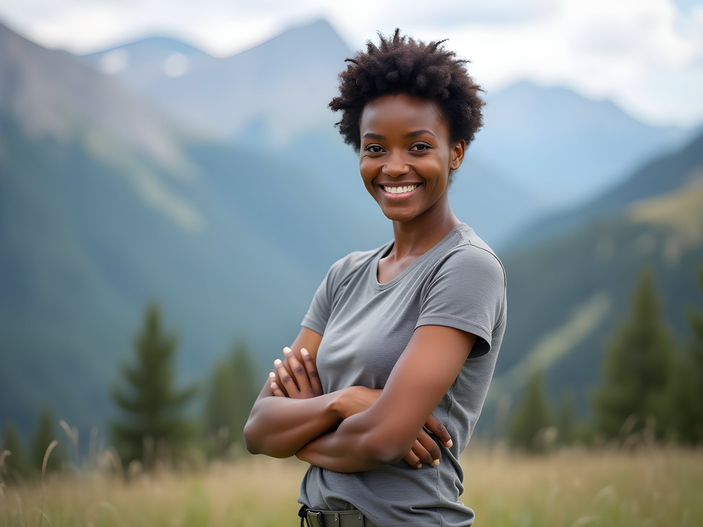 Travel writer Stephanie Taylor at mountain overlook near Kalispell Montana