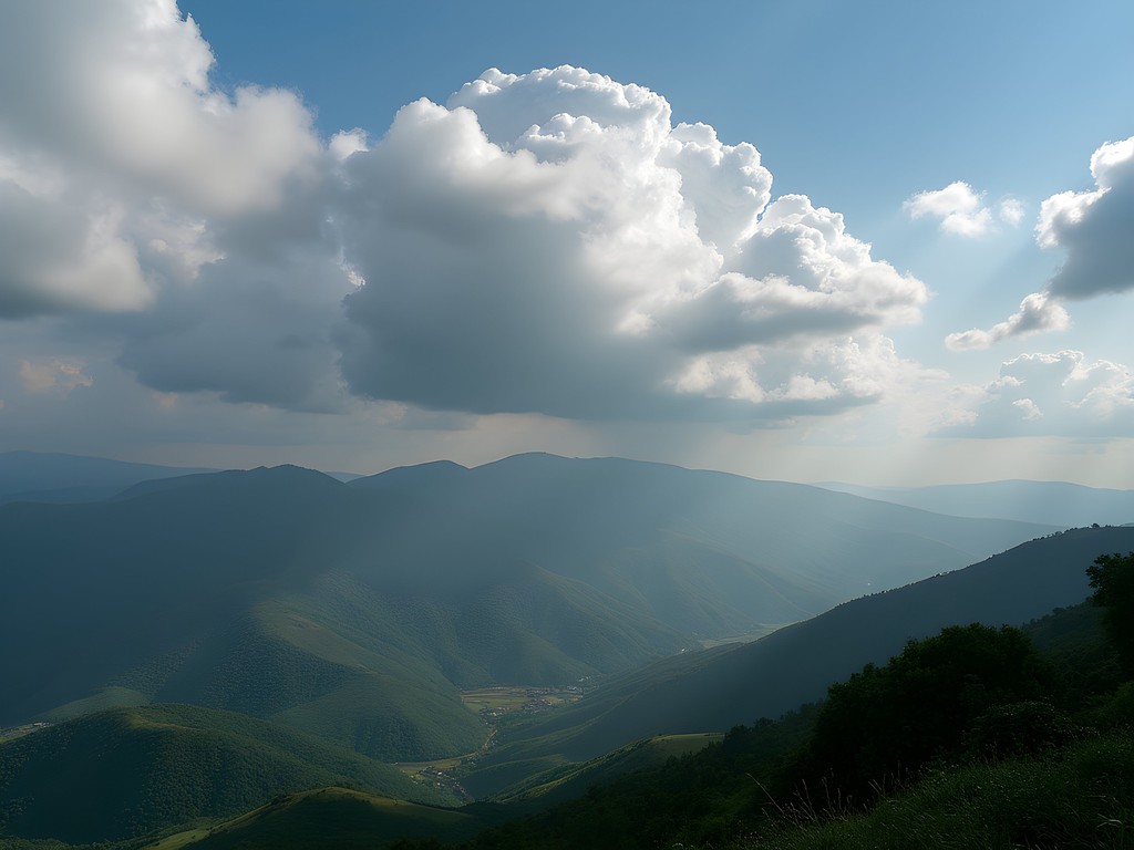 Dramatic cloud formations over Kisumu highlands showing typical afternoon weather patterns