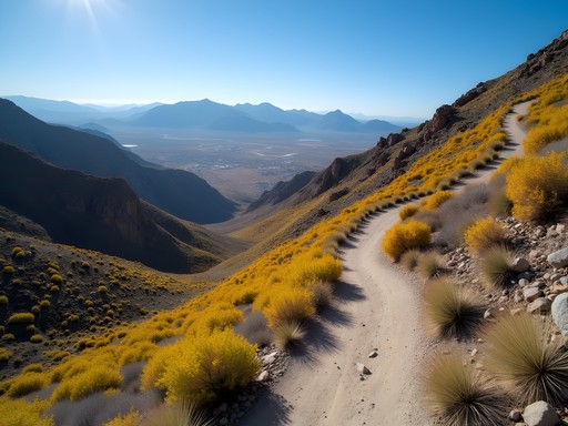 Baylor Pass Trail switchbacks with hiker for scale in Organ Mountains