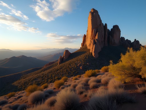 Weavers Needle rock formation viewed from Fremont Saddle on Peralta Trail