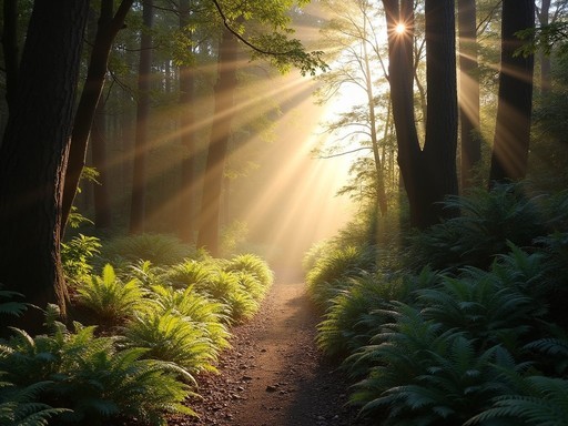 Early morning light filtering through native bush on the Tawa Loop Track near Palmerston North